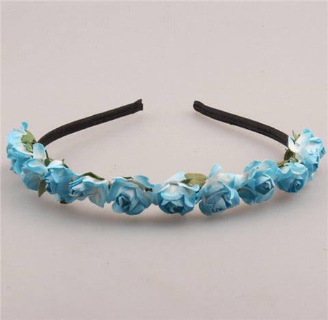 AWAYTR Cute Rose Flower Crown Festival Headband Headwear Wedding Garland Floral Hairband Accessories