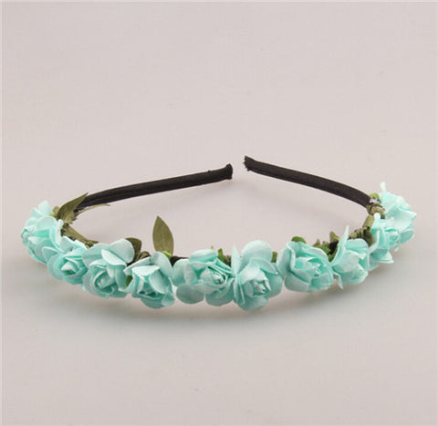 AWAYTR Cute Rose Flower Crown Festival Headband Headwear Wedding Garland Floral Hairband Accessories