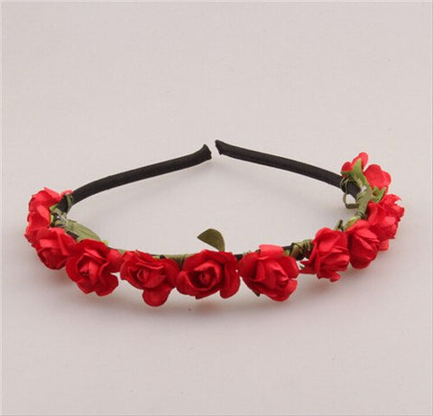 AWAYTR Cute Rose Flower Crown Festival Headband Headwear Wedding Garland Floral Hairband Accessories