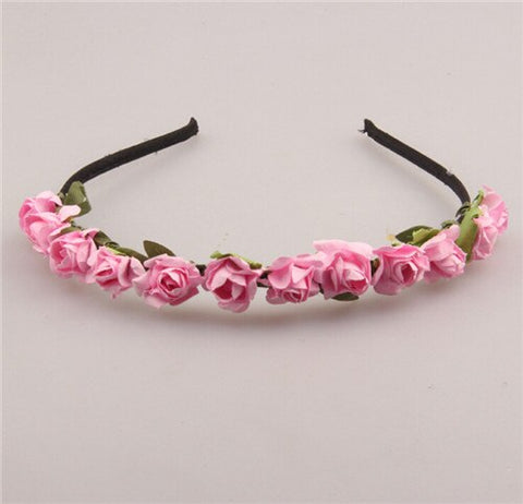 AWAYTR Cute Rose Flower Crown Festival Headband Headwear Wedding Garland Floral Hairband Accessories