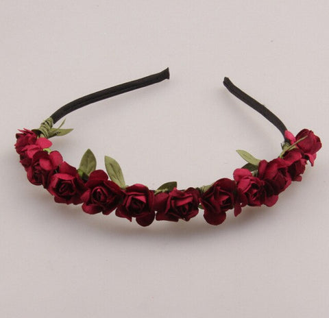 AWAYTR Cute Rose Flower Crown Festival Headband Headwear Wedding Garland Floral Hairband Accessories