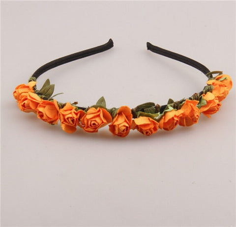 AWAYTR Cute Rose Flower Crown Festival Headband Headwear Wedding Garland Floral Hairband Accessories