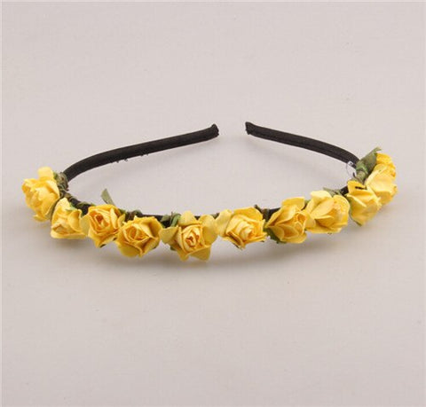 AWAYTR Cute Rose Flower Crown Festival Headband Headwear Wedding Garland Floral Hairband Accessories