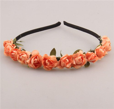 AWAYTR Cute Rose Flower Crown Festival Headband Headwear Wedding Garland Floral Hairband Accessories