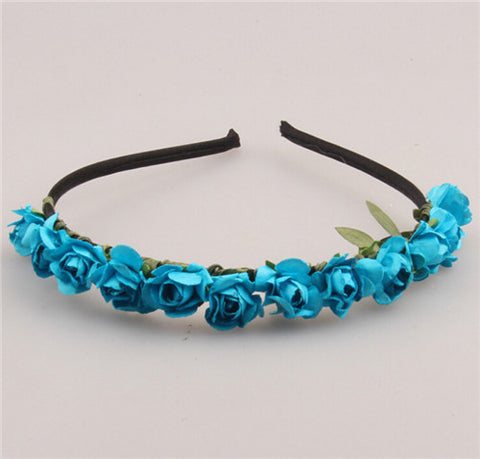 AWAYTR Cute Rose Flower Crown Festival Headband Headwear Wedding Garland Floral Hairband Accessories