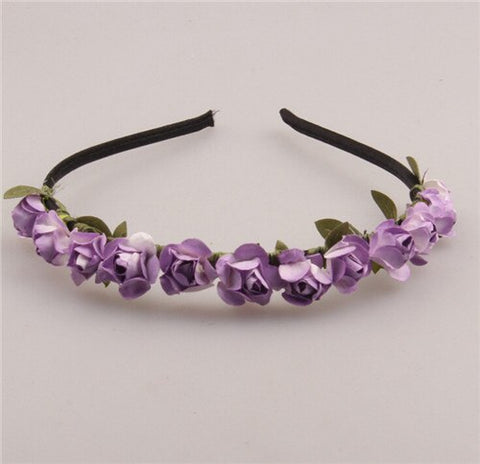 AWAYTR Cute Rose Flower Crown Festival Headband Headwear Wedding Garland Floral Hairband Accessories