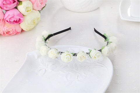 AWAYTR Cute Rose Flower Crown Festival Headband Headwear Wedding Garland Floral Hairband Accessories