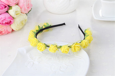 AWAYTR Cute Rose Flower Crown Festival Headband Headwear Wedding Garland Floral Hairband Accessories