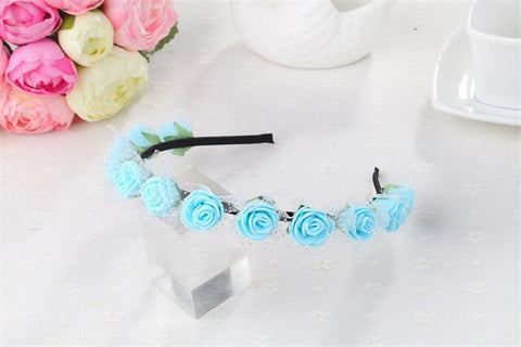 AWAYTR Cute Rose Flower Crown Festival Headband Headwear Wedding Garland Floral Hairband Accessories