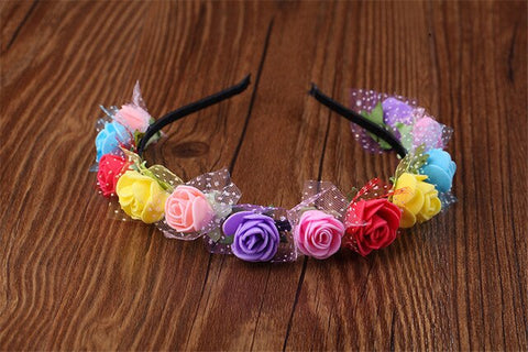 AWAYTR Cute Rose Flower Crown Festival Headband Headwear Wedding Garland Floral Hairband Accessories