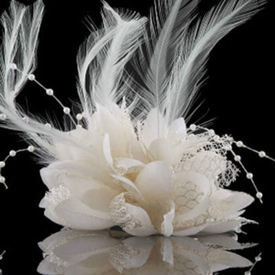 8 Colors Flower Feather Bead Corsage Hair Clips Fascinator Bridal Hairband Party