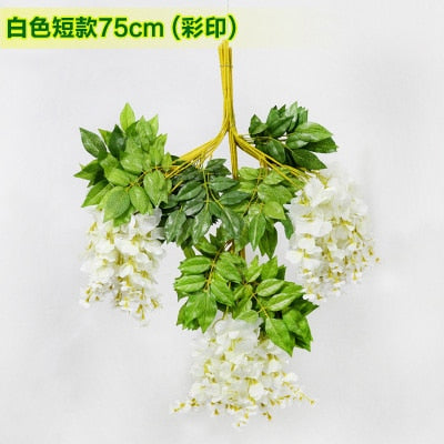 silk wisteria white artificial flowers vine ivy plant fake tree garland hanging flower wedding decor for hotel home decoration