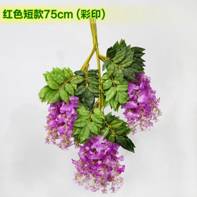 silk wisteria white artificial flowers vine ivy plant fake tree garland hanging flower wedding decor for hotel home decoration