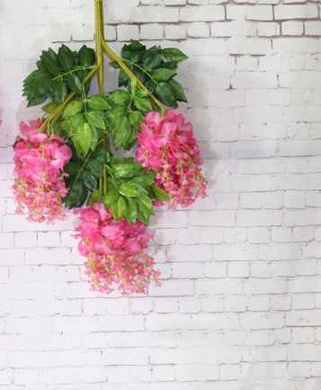 silk wisteria white artificial flowers vine ivy plant fake tree garland hanging flower wedding decor for hotel home decoration