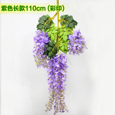 silk wisteria white artificial flowers vine ivy plant fake tree garland hanging flower wedding decor for hotel home decoration