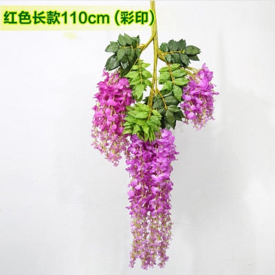 silk wisteria white artificial flowers vine ivy plant fake tree garland hanging flower wedding decor for hotel home decoration