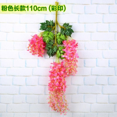 silk wisteria white artificial flowers vine ivy plant fake tree garland hanging flower wedding decor for hotel home decoration