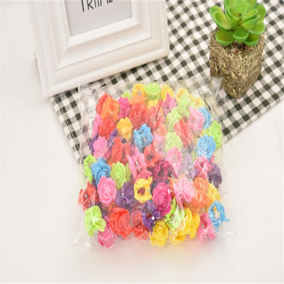 50Pcs/Lot Hair Bows Mini Claw Rose Flower Solid Candy Color Clip BB Hairpin Cute Resin Barrette Plum Claws Girl Hair Accessories