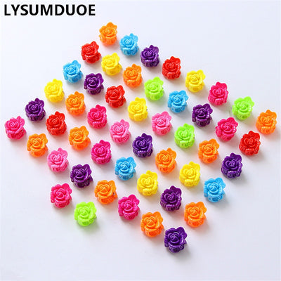 50Pcs/Lot Hair Bows Mini Claw Rose Flower Solid Candy Color Clip BB Hairpin Cute Resin Barrette Plum Claws Girl Hair Accessories
