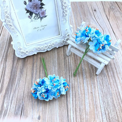 6pcs handmade garland material small plum blossom sunflower simulation cloth bouquet hand holding flower decoration