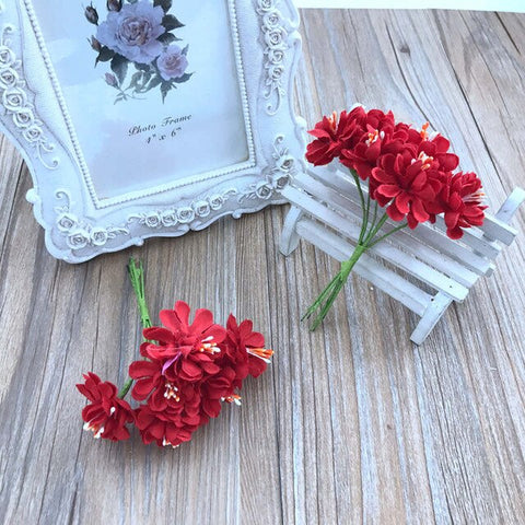 6pcs handmade garland material small plum blossom sunflower simulation cloth bouquet hand holding flower decoration