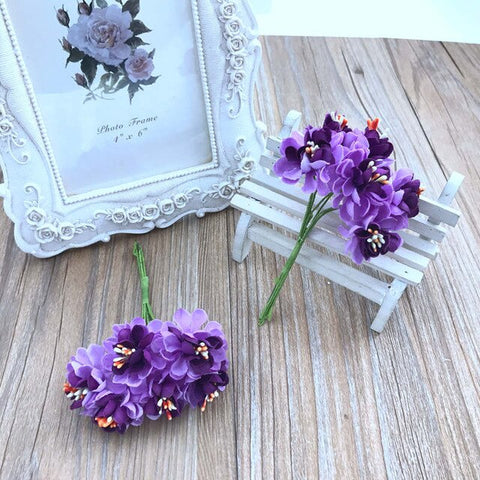 6pcs handmade garland material small plum blossom sunflower simulation cloth bouquet hand holding flower decoration