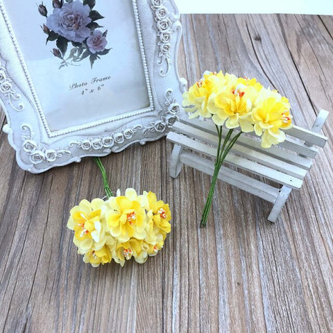 6pcs handmade garland material small plum blossom sunflower simulation cloth bouquet hand holding flower decoration