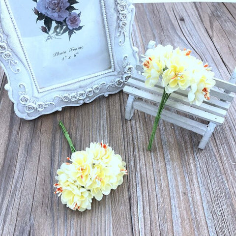 6pcs handmade garland material small plum blossom sunflower simulation cloth bouquet hand holding flower decoration