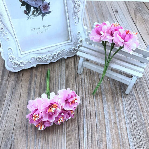 6pcs handmade garland material small plum blossom sunflower simulation cloth bouquet hand holding flower decoration