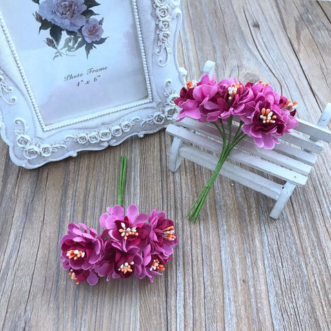 6pcs handmade garland material small plum blossom sunflower simulation cloth bouquet hand holding flower decoration