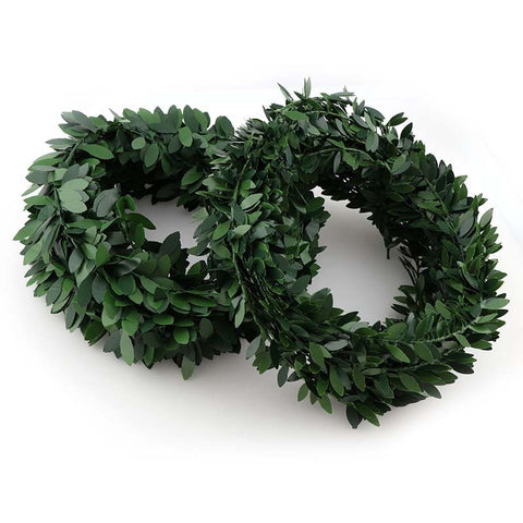 7M 275inch/pcs Silk Garland Green Leaf Iron Wire Artificial Flower Vine Rattan For Wedding Car Decoration DIY Wreath Flowers