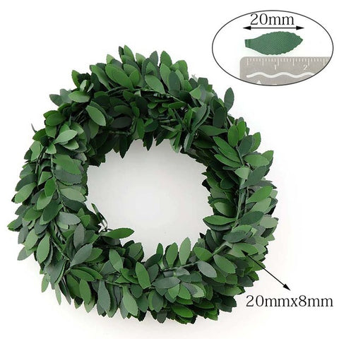 7M 275inch/pcs Silk Garland Green Leaf Iron Wire Artificial Flower Vine Rattan For Wedding Car Decoration DIY Wreath Flowers