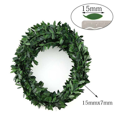 7M 275inch/pcs Silk Garland Green Leaf Iron Wire Artificial Flower Vine Rattan For Wedding Car Decoration DIY Wreath Flowers