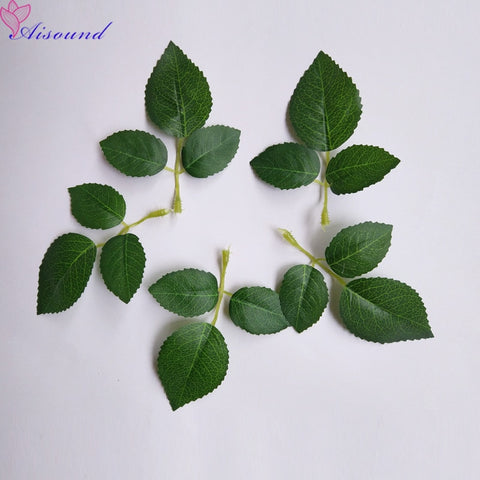 40pcs Artificial Silk Rose Leaves Artificial Greenery For Wedding Decor DIY Floral Craft Bouquet Garland Flower Crafts Supplies