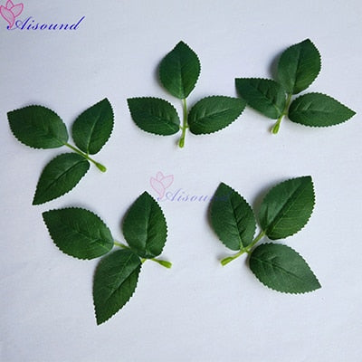 40pcs Artificial Silk Rose Leaves Artificial Greenery For Wedding Decor DIY Floral Craft Bouquet Garland Flower Crafts Supplies