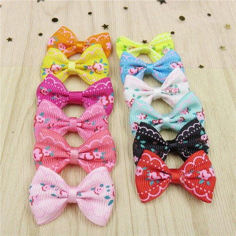 2PCS/LOT Lovely Flower Small Bow Hairpin For Girls Handmade Child Elastic Hair Bands Scrunchy Clip Hair Accessories For Kids