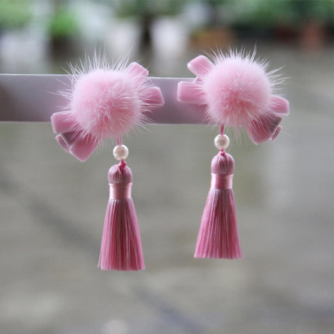 1Set=2pcs Multi style Girls Hair Clips Chinese Traditional Princess Tassels peony Flower Hairpins Children Kids Hair Accessories