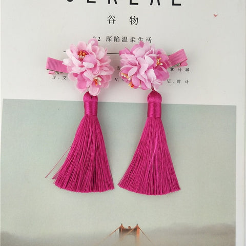 1Set=2pcs Multi style Girls Hair Clips Chinese Traditional Princess Tassels peony Flower Hairpins Children Kids Hair Accessories