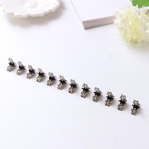 Fashion 12PCS/Lot Small Cute Crystal Flowers Metal Hair Claws Hair Clips Girls Hairstyle Hairpins Hair Oranment Hair Accessories