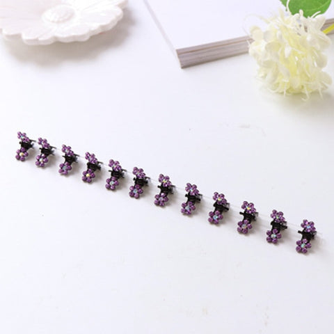 Fashion 12PCS/Lot Small Cute Crystal Flowers Metal Hair Claws Hair Clips Girls Hairstyle Hairpins Hair Oranment Hair Accessories