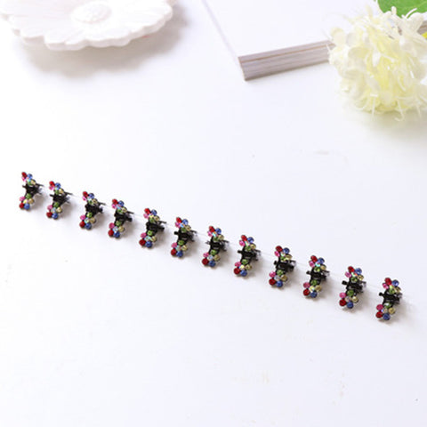 Fashion 12PCS/Lot Small Cute Crystal Flowers Metal Hair Claws Hair Clips Girls Hairstyle Hairpins Hair Oranment Hair Accessories