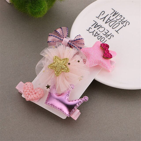 5pcs/set Kawaii Flower Princess Hairpin Girls Kids Hair Clips Bows Accessories For Children Barrette Hairclip Headdress Headwear