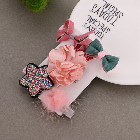 5pcs/set Kawaii Flower Princess Hairpin Girls Kids Hair Clips Bows Accessories For Children Barrette Hairclip Headdress Headwear
