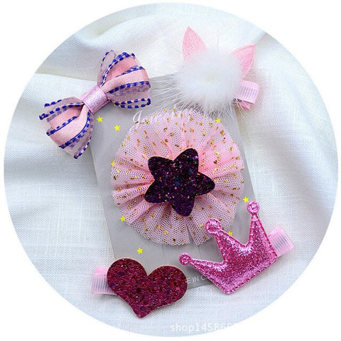 5pcs/set Kawaii Flower Princess Hairpin Girls Kids Hair Clips Bows Accessories For Children Barrette Hairclip Headdress Headwear
