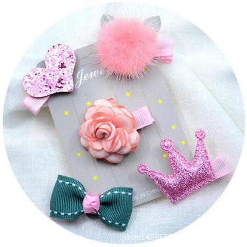 5pcs/set Kawaii Flower Princess Hairpin Girls Kids Hair Clips Bows Accessories For Children Barrette Hairclip Headdress Headwear
