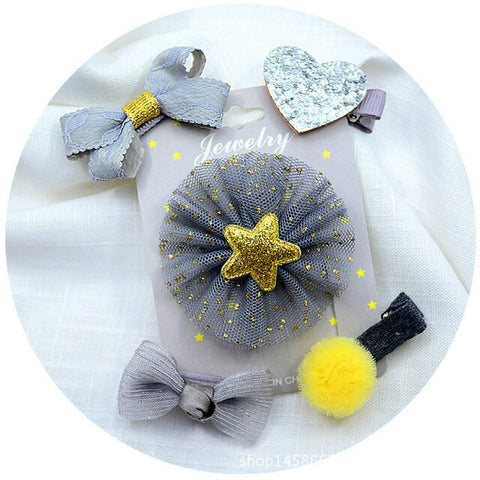 5pcs/set Kawaii Flower Princess Hairpin Girls Kids Hair Clips Bows Accessories For Children Barrette Hairclip Headdress Headwear