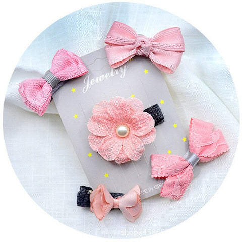 5pcs/set Kawaii Flower Princess Hairpin Girls Kids Hair Clips Bows Accessories For Children Barrette Hairclip Headdress Headwear