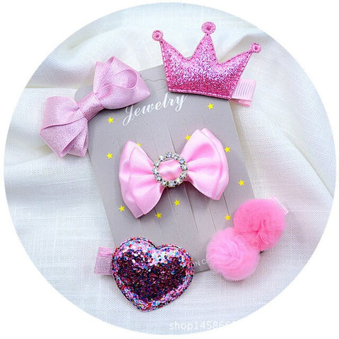 5pcs/set Kawaii Flower Princess Hairpin Girls Kids Hair Clips Bows Accessories For Children Barrette Hairclip Headdress Headwear