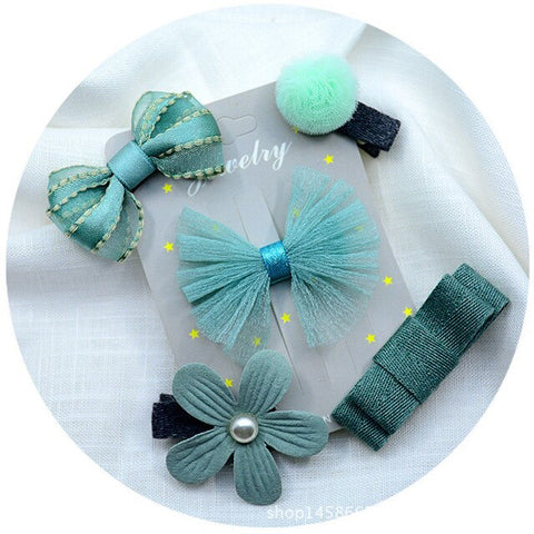 5pcs/set Kawaii Flower Princess Hairpin Girls Kids Hair Clips Bows Accessories For Children Barrette Hairclip Headdress Headwear