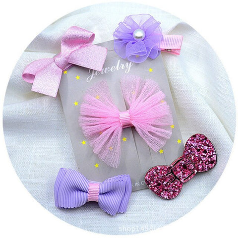 5pcs/set Kawaii Flower Princess Hairpin Girls Kids Hair Clips Bows Accessories For Children Barrette Hairclip Headdress Headwear